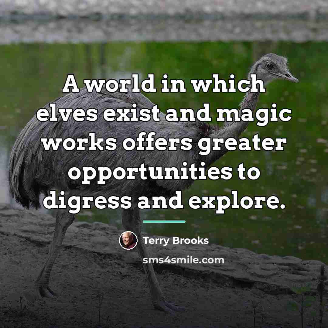 “A world in which elves exist and magic works offers…” quote by Terry Brooks