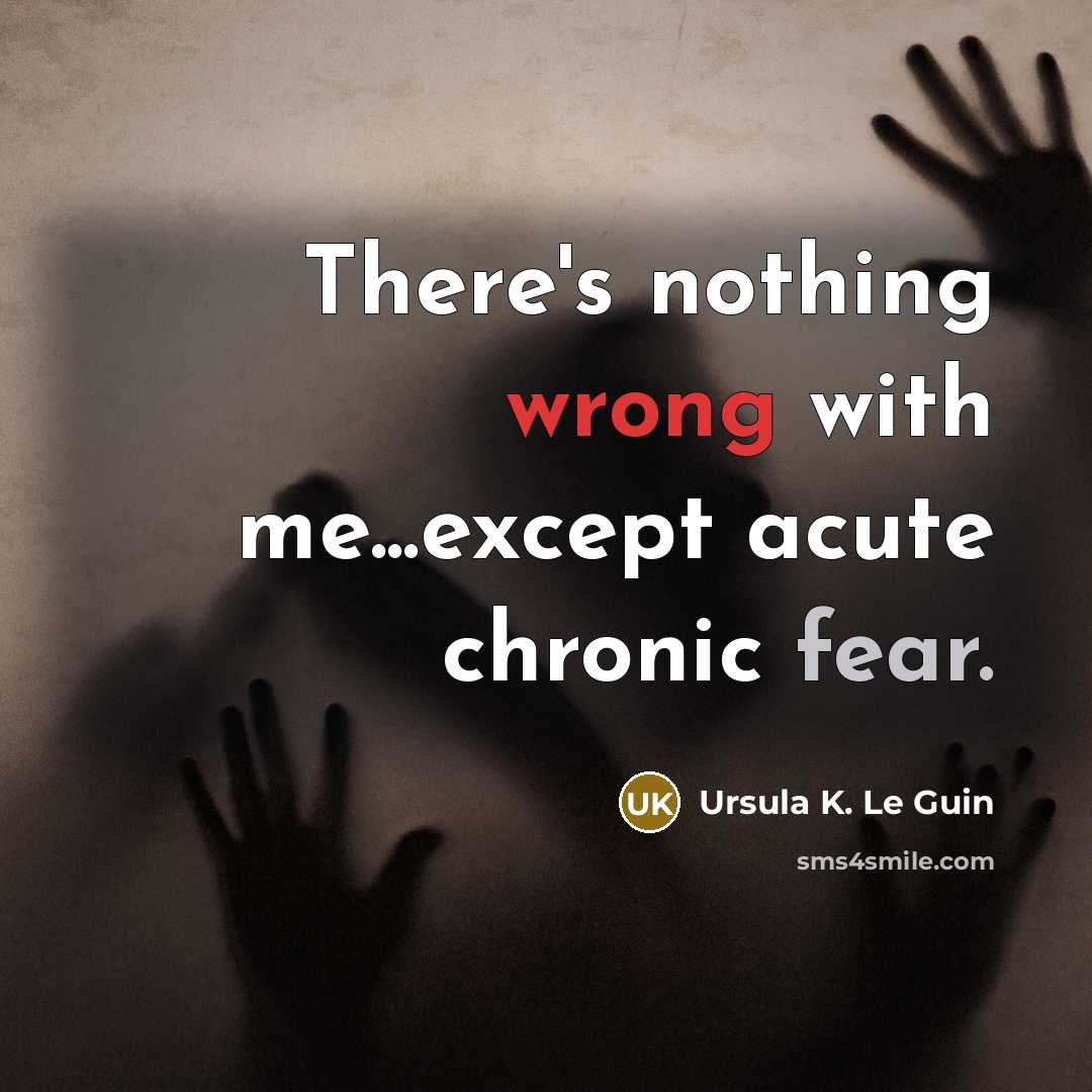 “There's nothing wrong with me...except acute chronic fear.” quote by Ursula K. Le Guin