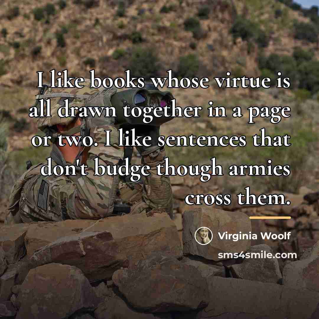 “I like books whose virtue is all drawn together in…” quote by Virginia Woolf