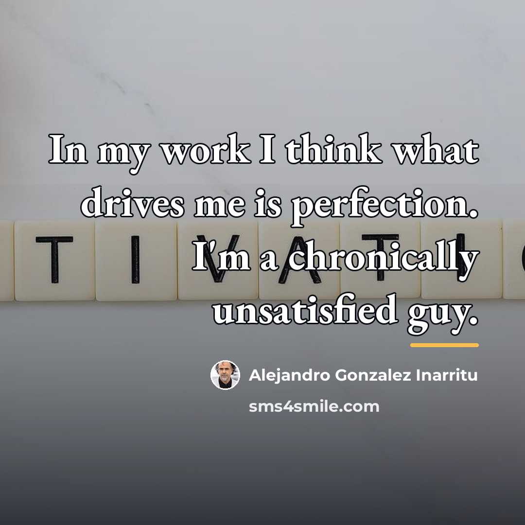 “In my work I think what drives me is perfection.…” quote by Alejandro Gonzalez Inarritu