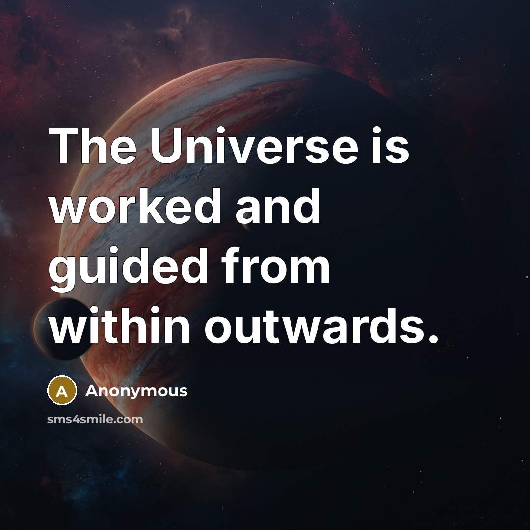 “The Universe is worked and guided from within outwards.” quote by Anonymous