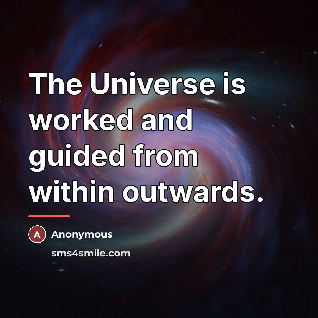 “The Universe is worked and guided from within outwards.…” quote by Anonymous