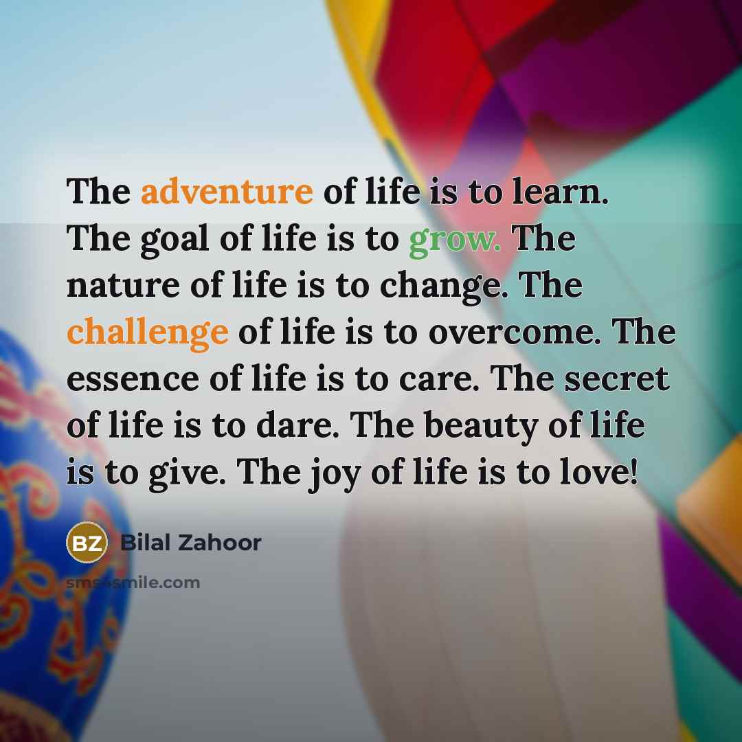 “The adventure of life is to learn. The goal of…” quote by Bilal Zahoor
