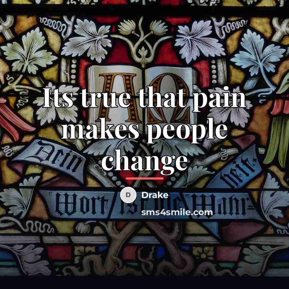 “Its true that pain makes people change…” quote by Drake