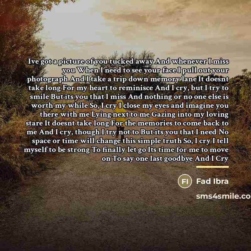 “Ive got a picture of you tucked away And whenever…” quote by Fad Ibra