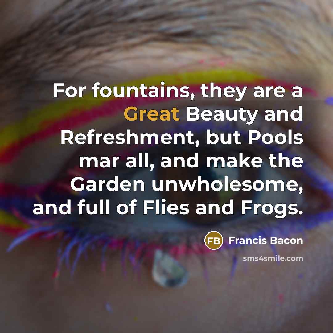 “For fountains, they are a Great Beauty and Refreshment, but…” quote by Francis Bacon