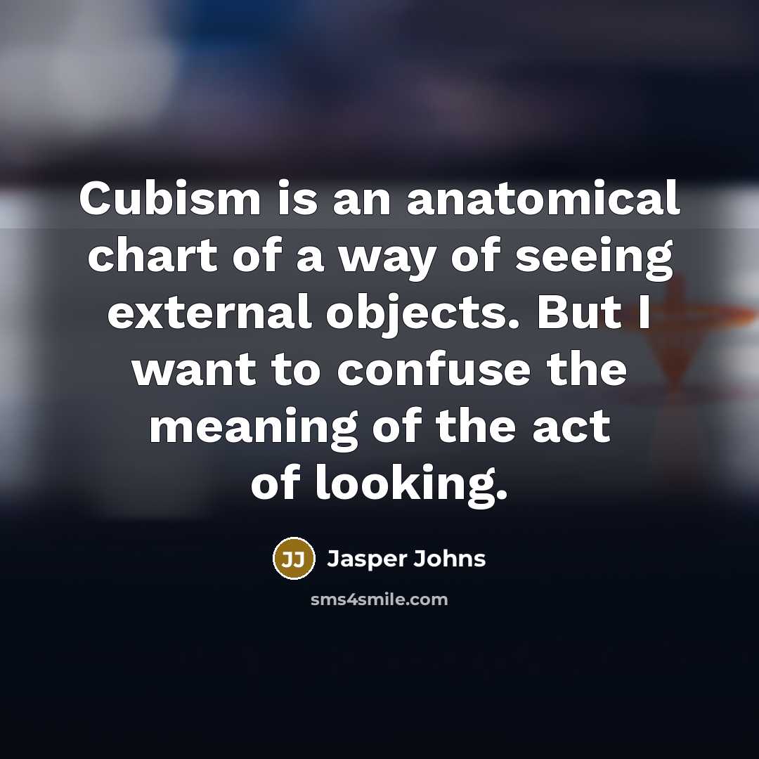 “Cubism is an anatomical chart of a way of seeing external objects. But I want to confuse the meaning of the act of looking.” quote by Jasper Johns