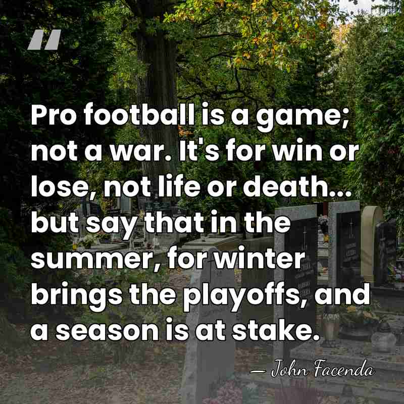 Pro football is a game; not a war. It's for win or&hellip; - John Facenda