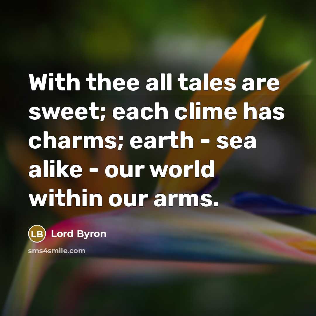 “With thee all tales are sweet; each clime has charms;…” quote by Lord Byron