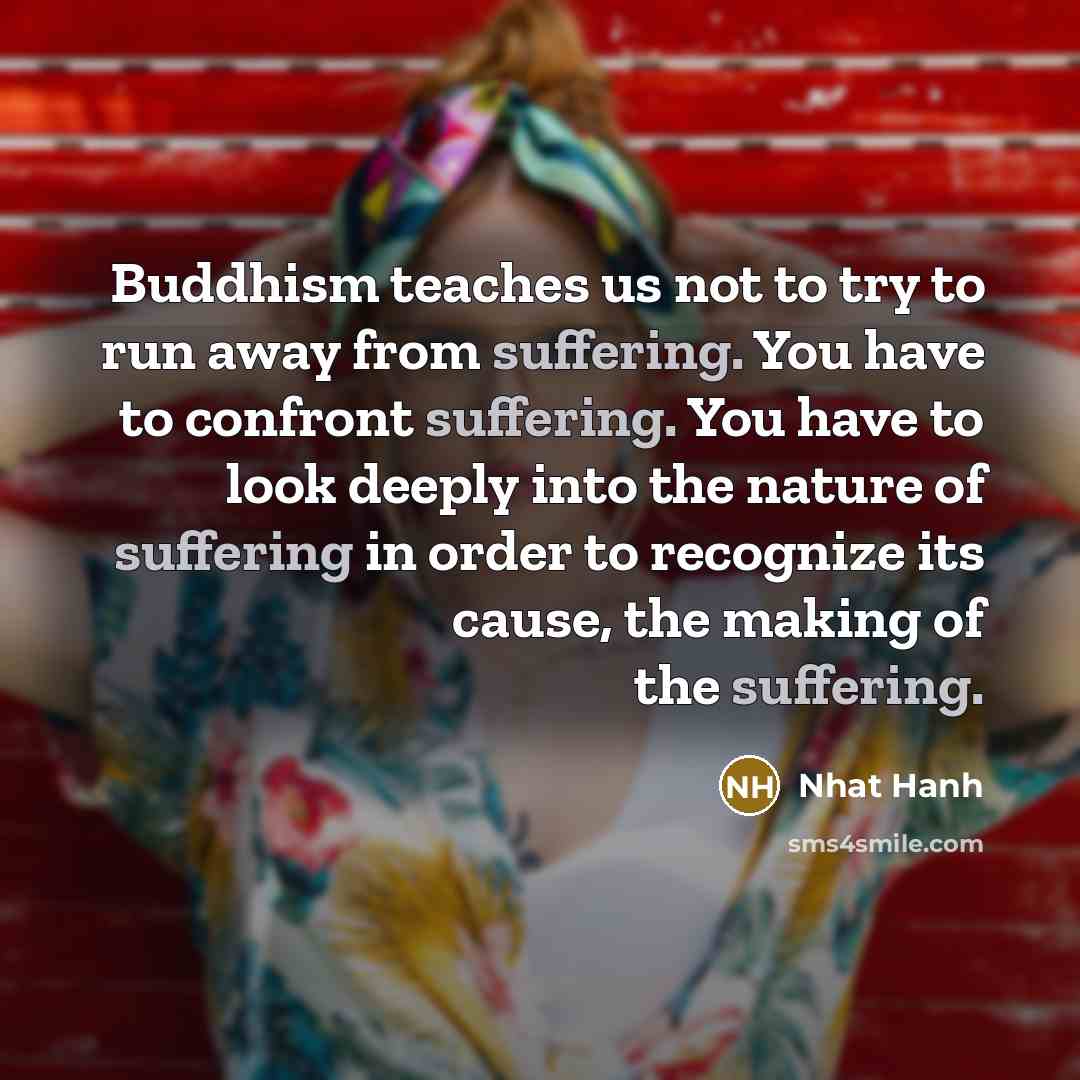 “Buddhism teaches us not to try to run away from…” quote by Nhat Hanh