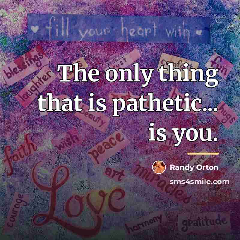 “The only thing that is pathetic... is you.…” quote by Randy Orton