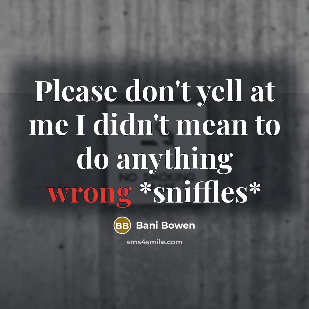 “Please don't yell at me I didn't mean to do…” quote by Bani Bowen