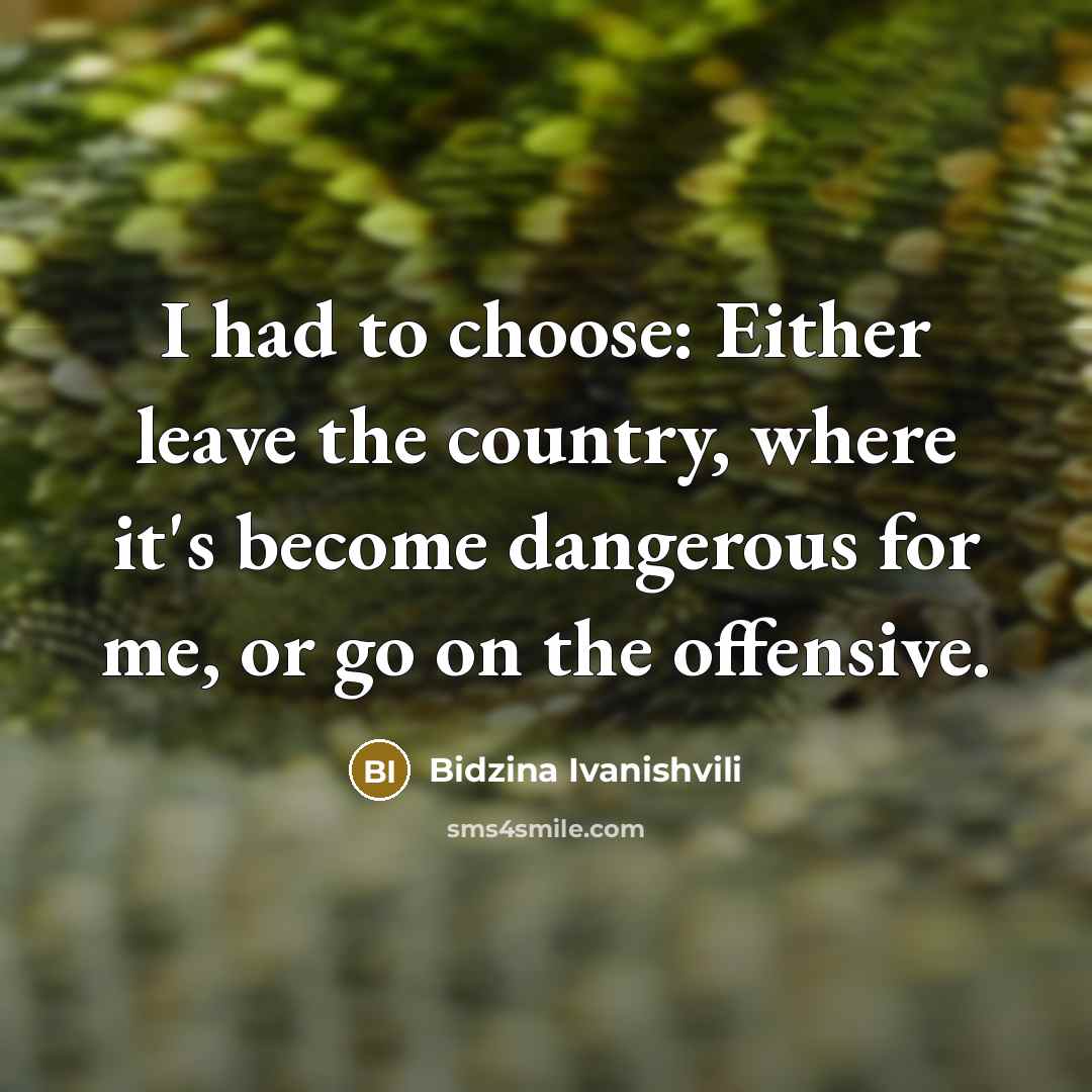 “I had to choose: Either leave the country, where it's…” quote by Bidzina Ivanishvili
