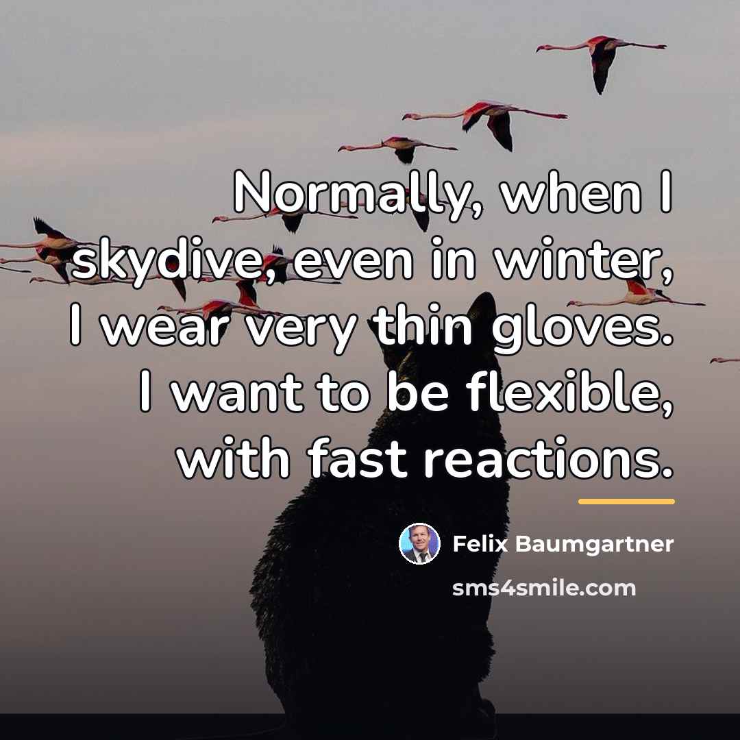 “Normally, when I skydive, even in winter, I wear very…” quote by Felix Baumgartner