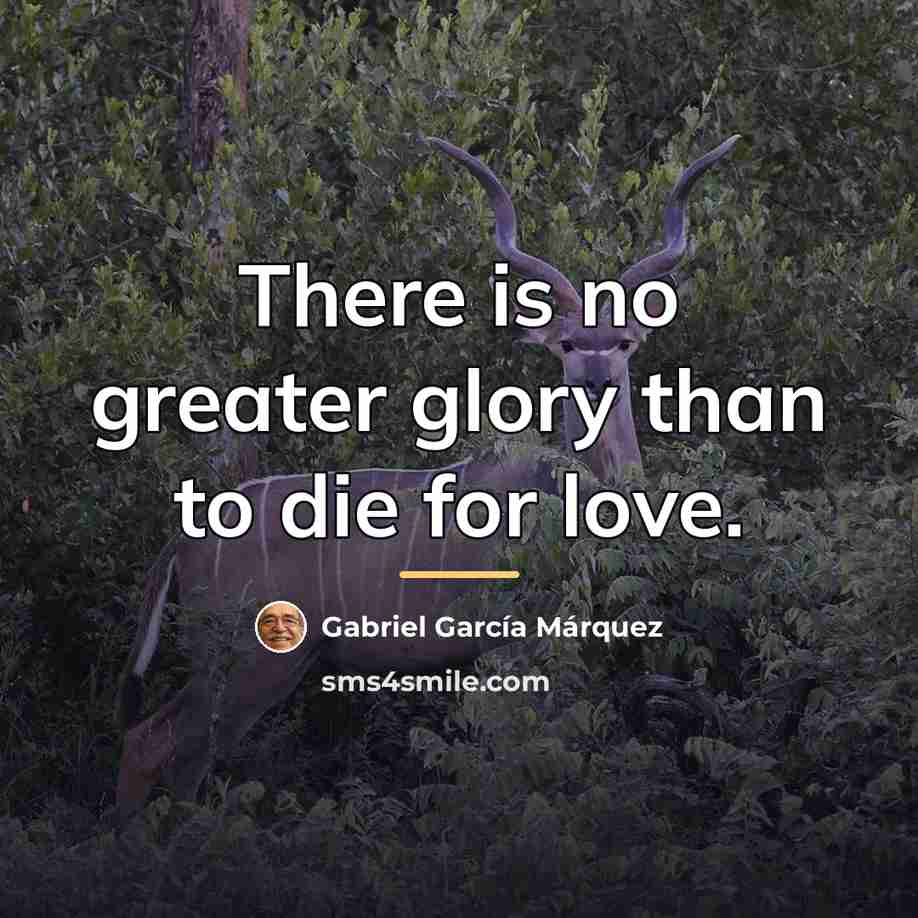 “There is no greater glory than to die for love.…” quote by Gabriel Garcia Marquez