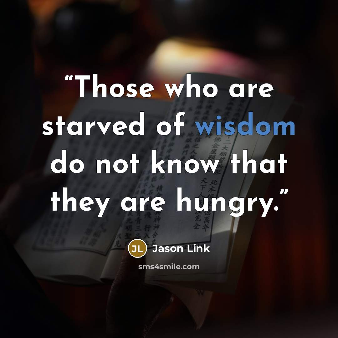 “Those who are starved of wisdom do not know that they are hungry.” quote by Jason Link