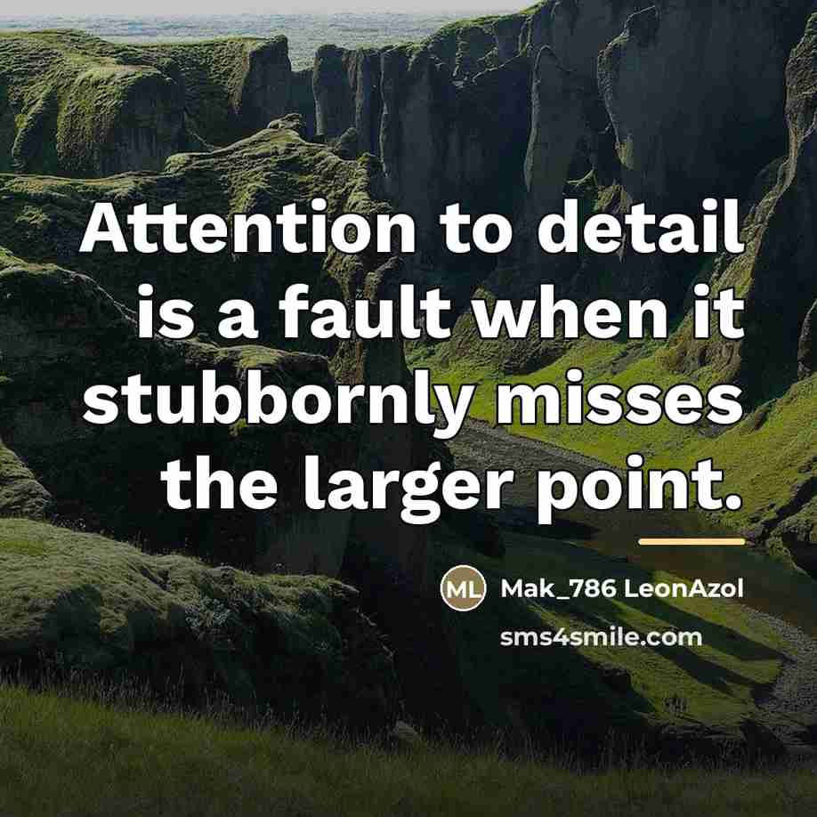 “Attention to detail is a fault when it stubbornly misses…” quote by Anonymous