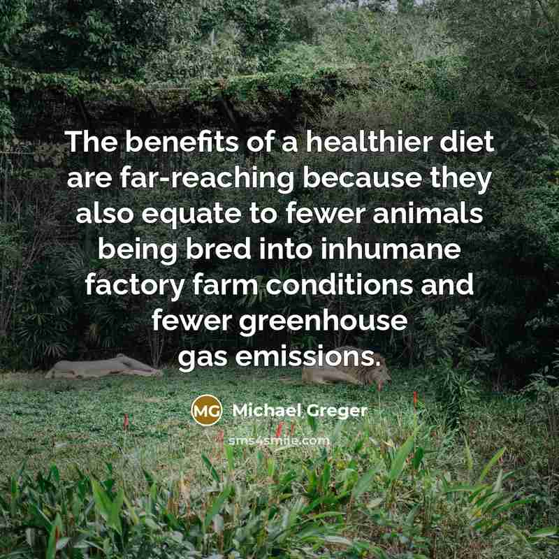 “The benefits of a healthier diet are far-reaching because they…” quote by Michael Greger