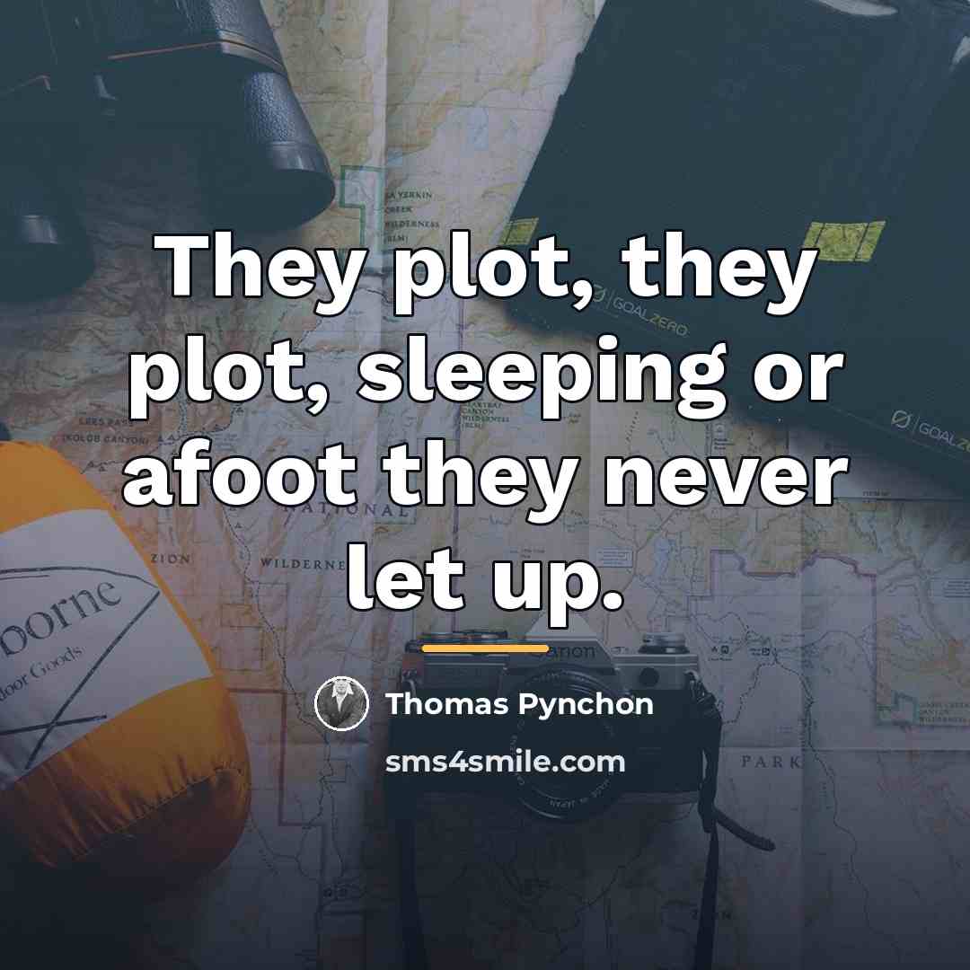 “They plot, they plot, sleeping or afoot they never let…” quote by Thomas Pynchon