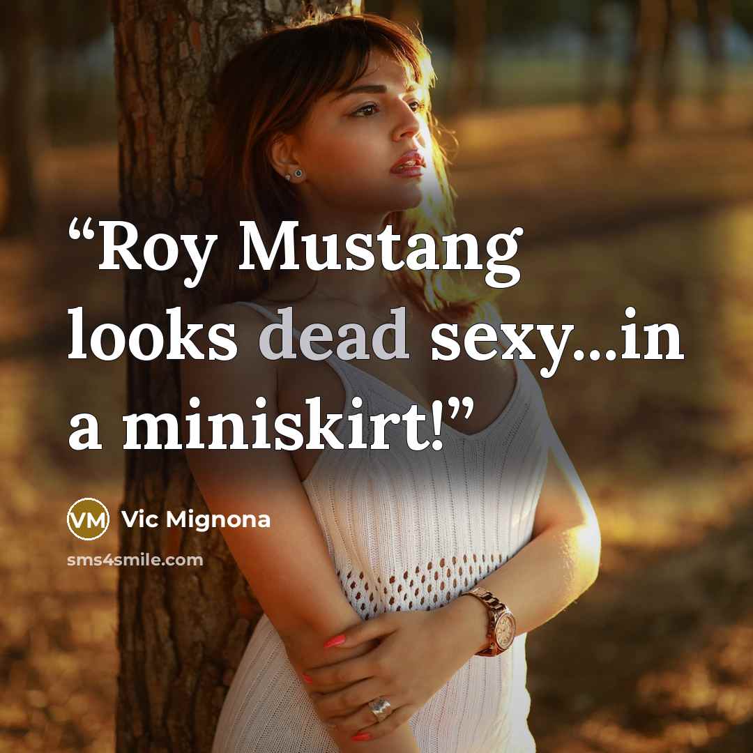 “Roy Mustang looks dead sexy...in a miniskirt!” quote by Vic Mignona