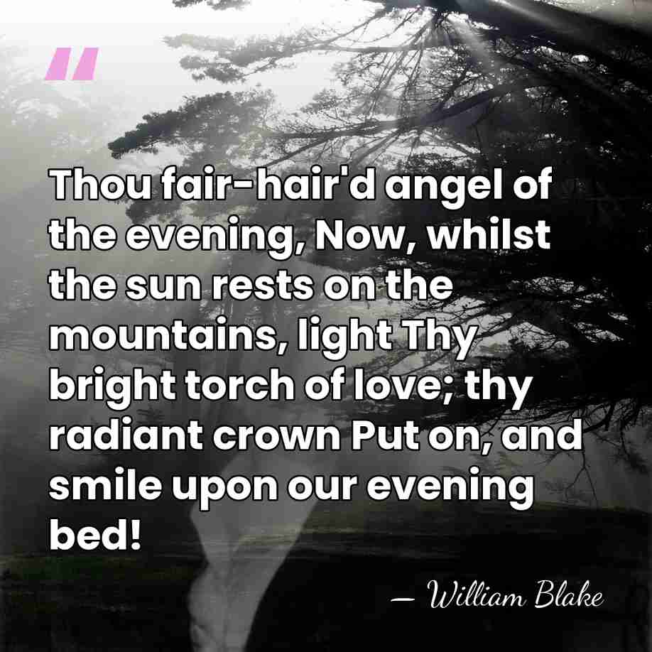 Thou fair-hair'd angel of the evening, Now, whilst the sun rests on&hellip; - William Blake