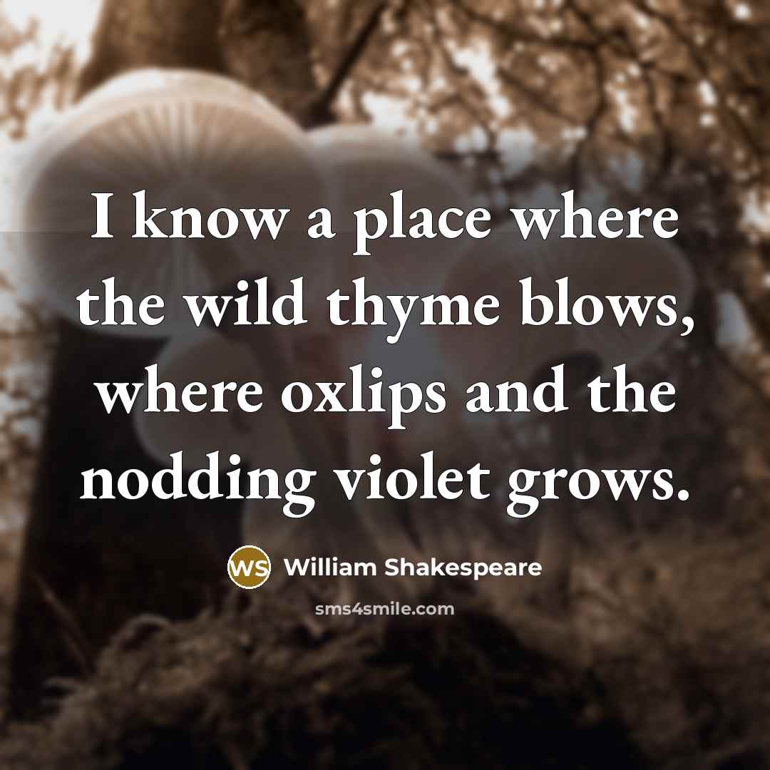 “I know a place where the wild thyme blows, where…” quote by William Shakespeare