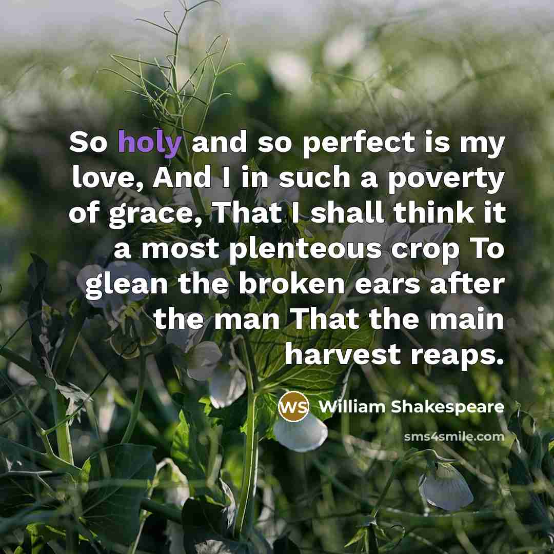 “So holy and so perfect is my love, And I…” quote by William Shakespeare
