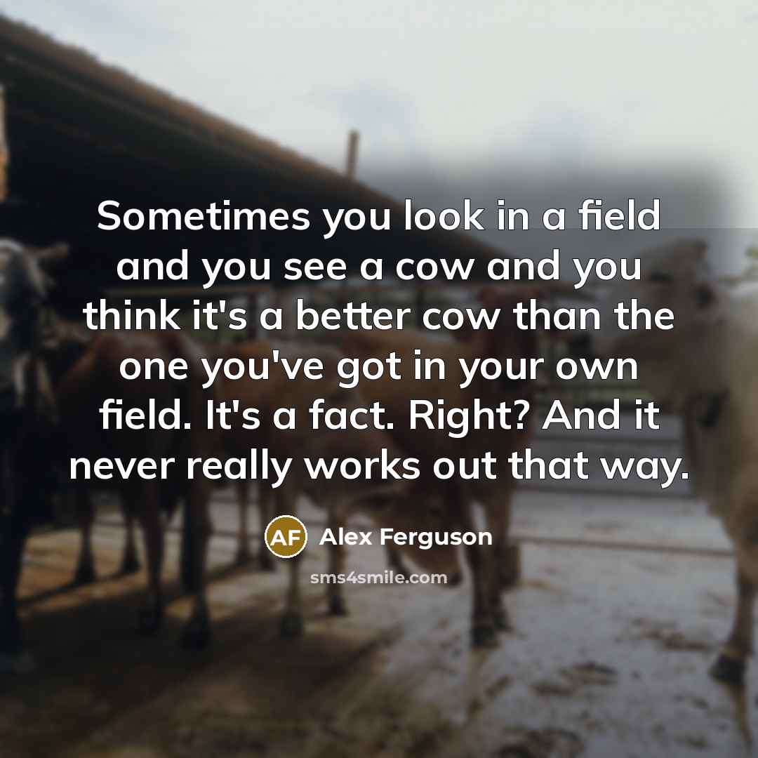 “Sometimes you look in a field and you see a…” quote by Alex Ferguson