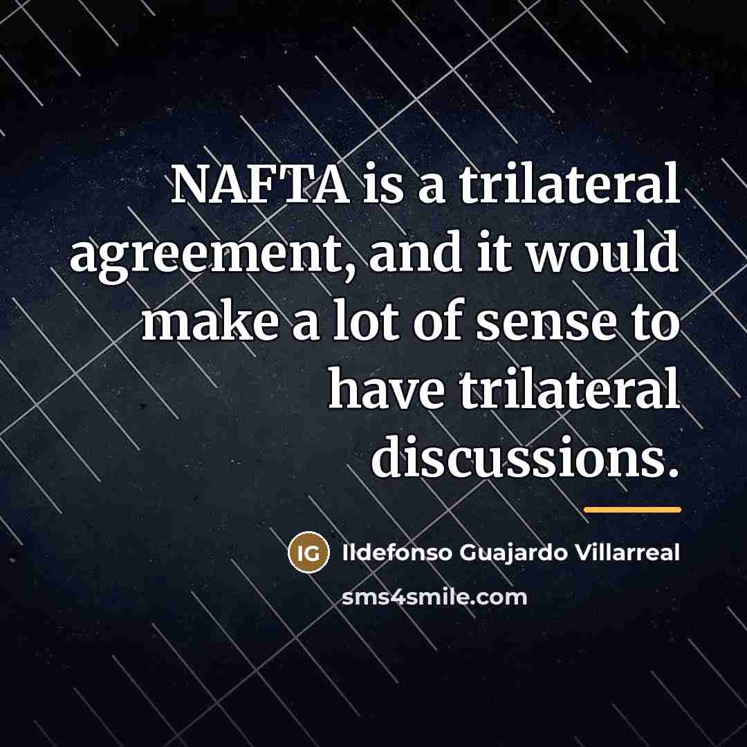 “NAFTA is a trilateral agreement, and it would make a…” quote by Ildefonso Guajardo Villarreal