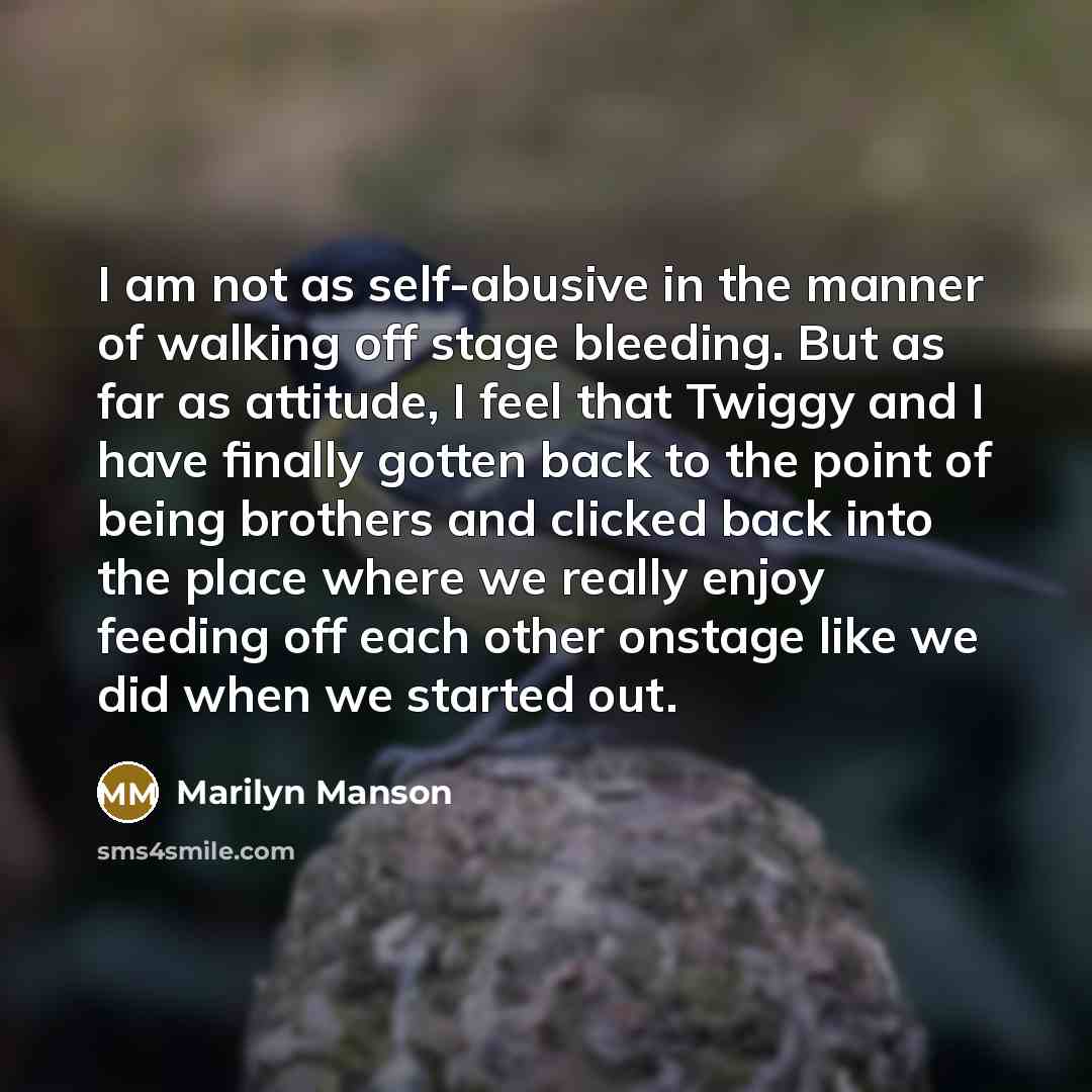 “I am not as self-abusive in the manner of walking…” quote by Marilyn Manson