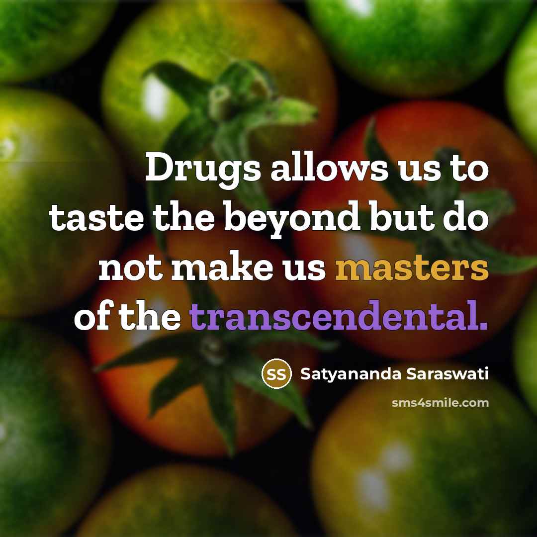 “Drugs allows us to taste the beyond but do not…” quote by Satyananda Saraswati