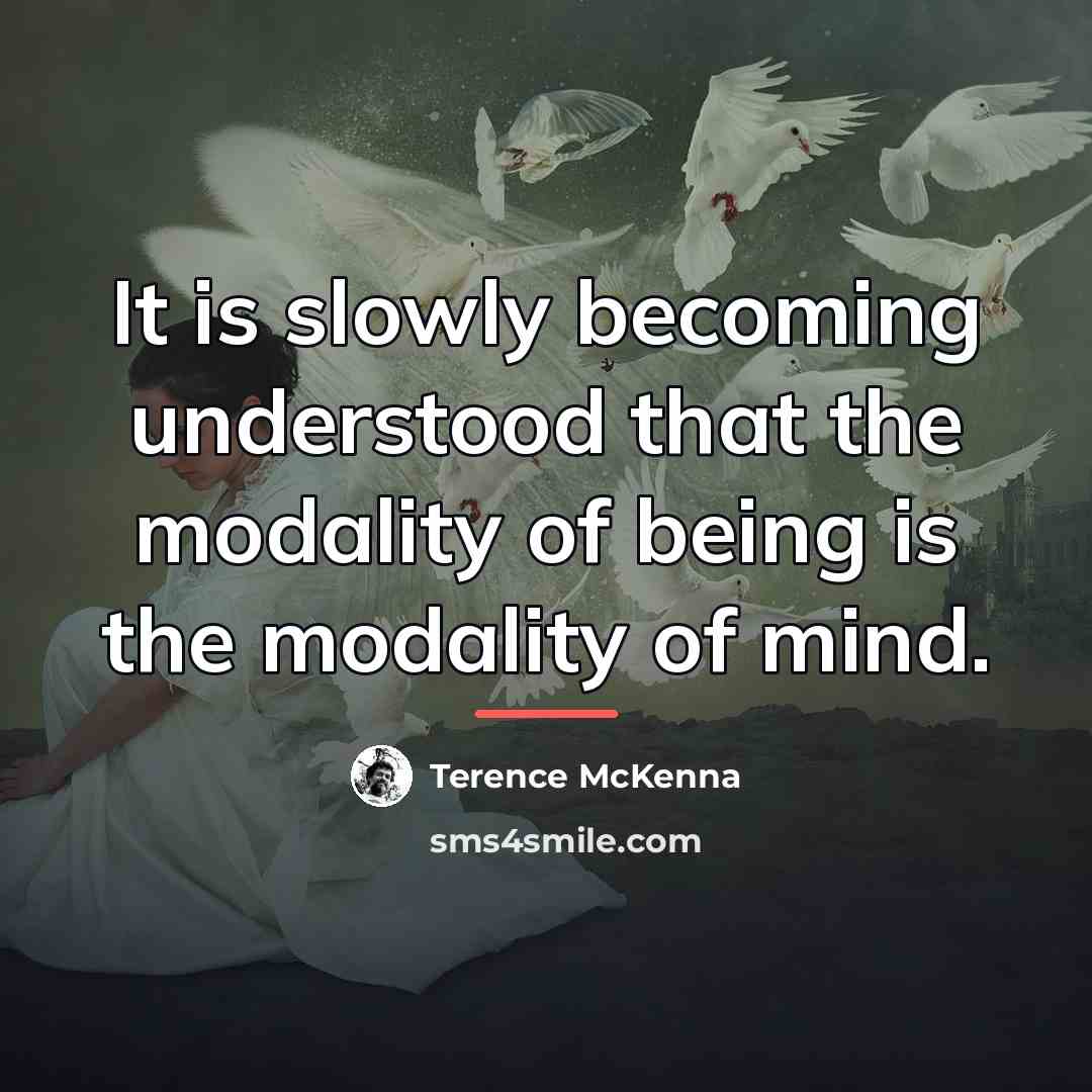 “It is slowly becoming understood that the modality of being…” quote by Terence McKenna