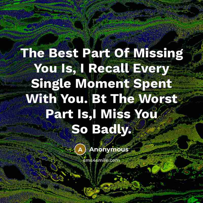 “The Best Part Of Missing You Is, I Recall Every…” quote by Anonymous