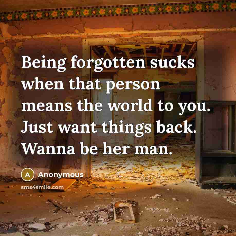 “Being forgotten sucks when that person means the world to…” quote by Anonymous