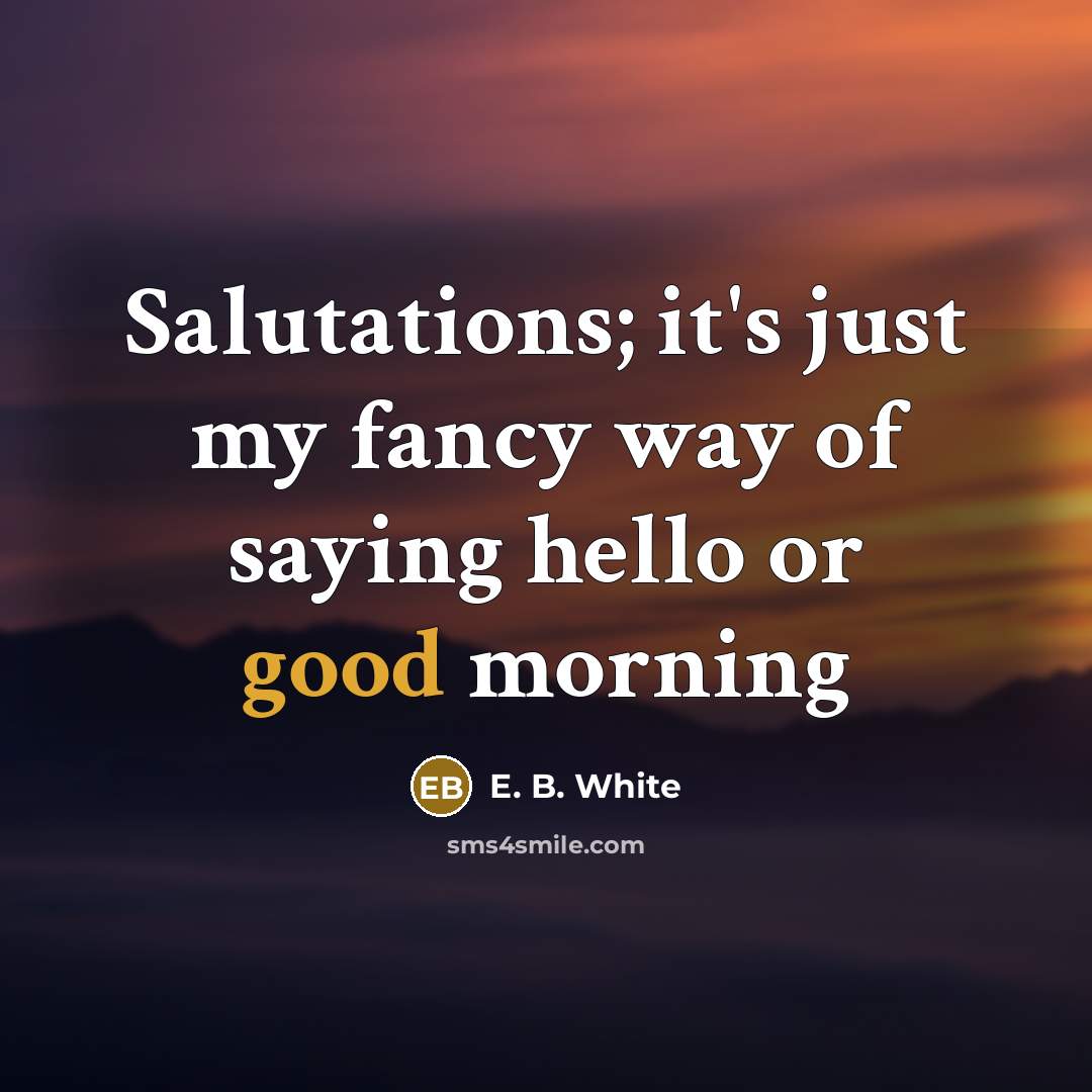 “Salutations; it's just my fancy way of saying hello or…” quote by E. B. White