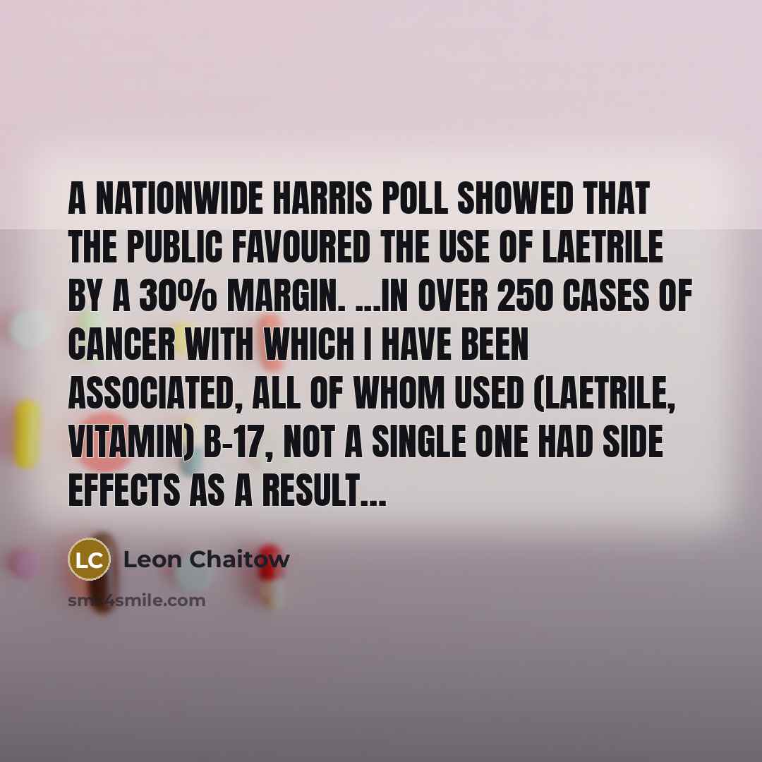 “A nationwide Harris Poll showed that the public favoured the…” quote by Leon Chaitow