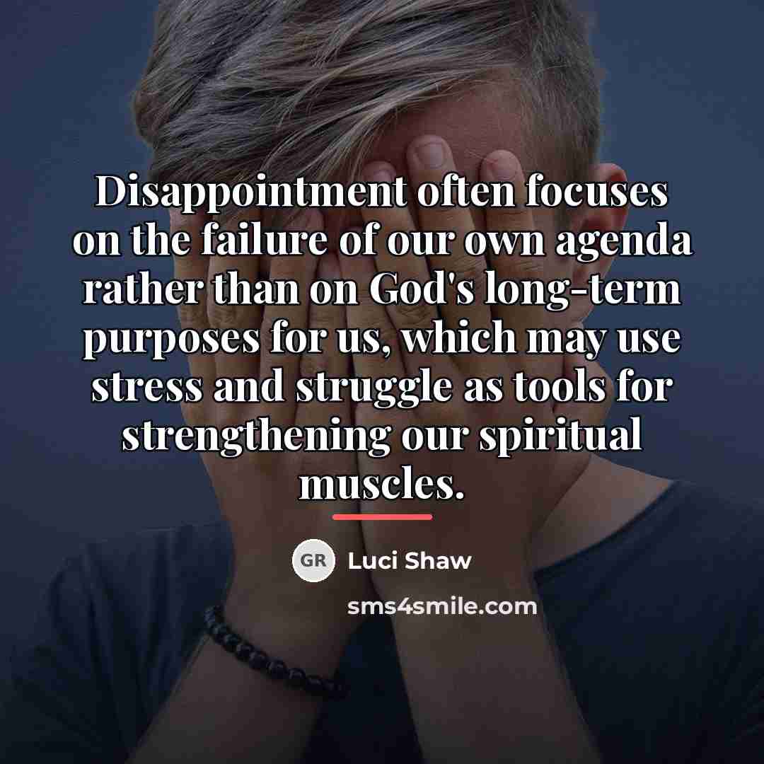 “Disappointment often focuses on the failure of our own agenda…” quote by Luci Shaw