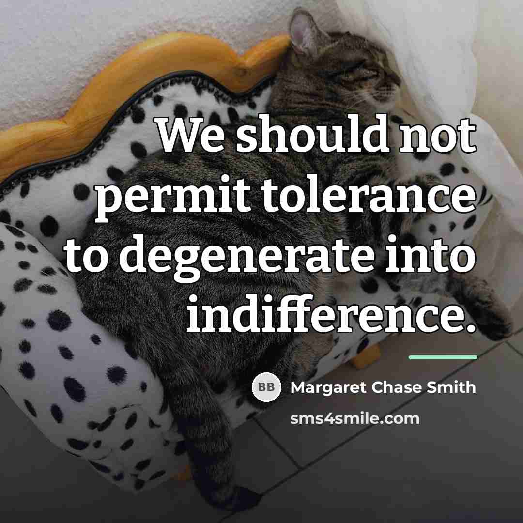 “We should not permit tolerance to degenerate into indifference.…” quote by Margaret Chase Smith