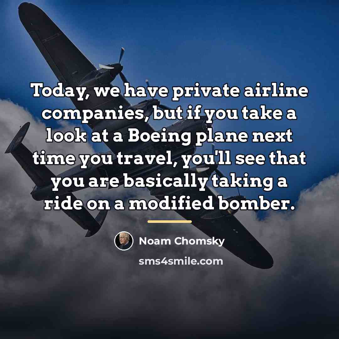 “Today, we have private airline companies, but if you take…” quote by Noam Chomsky