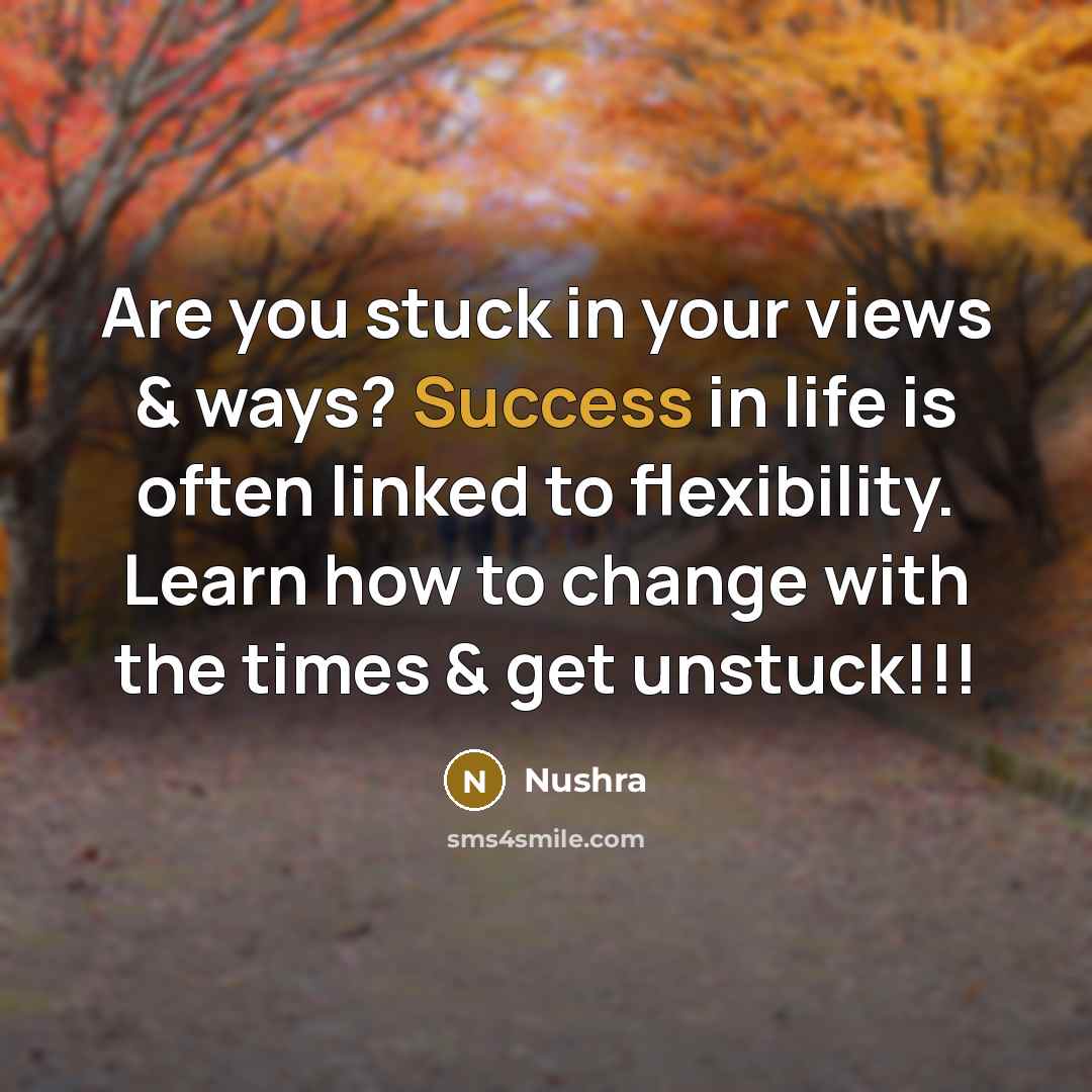 “Are you stuck in your views & ways? Success in…” quote by Nushra