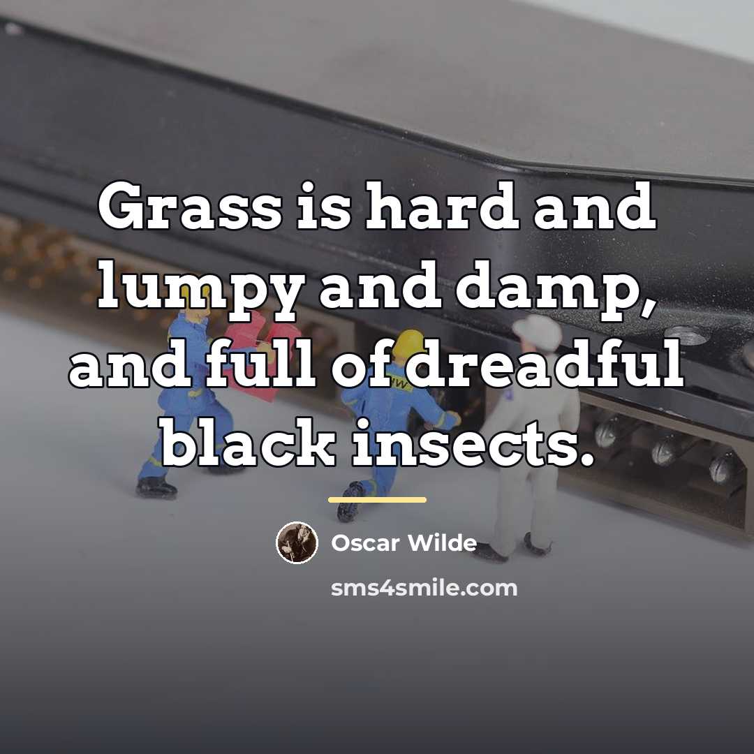 “Grass is hard and lumpy and damp, and full of…” quote by Oscar Wilde