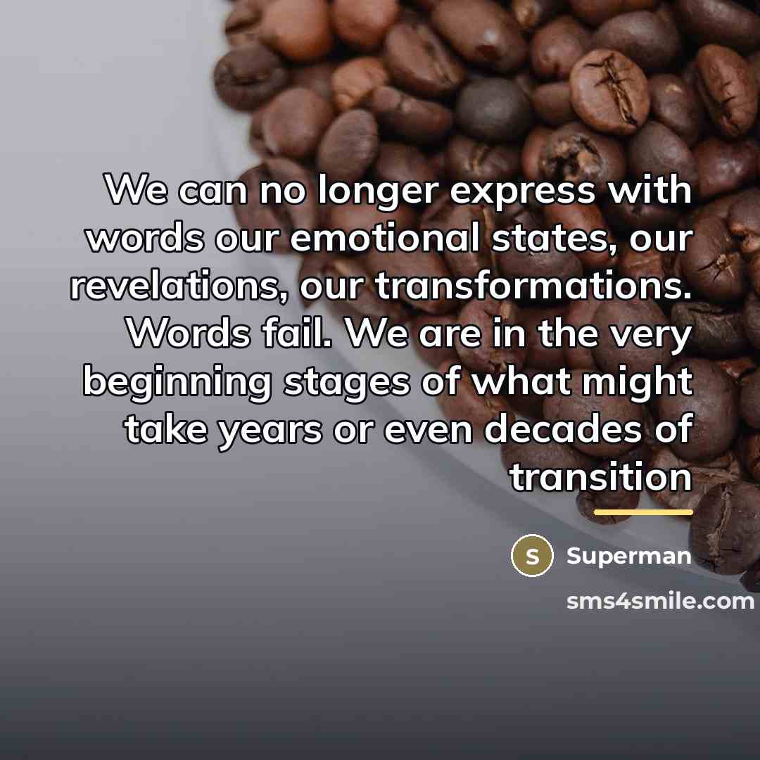“We can no longer express with words our emotional states,…” quote by Superman