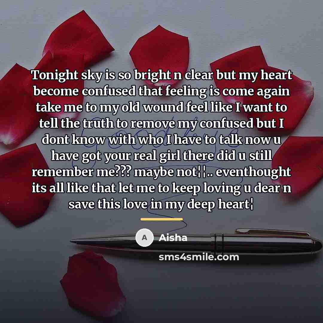 “Tonight sky is so bright n clear but my heart…” quote by Aisha