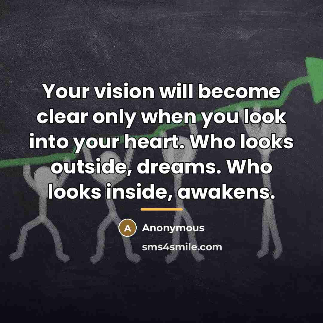 “Your vision will become clear only when you look into…” quote by Anonymous