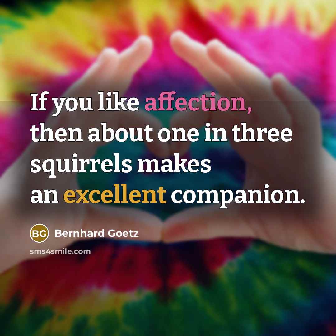 “If you like affection, then about one in three squirrels…” quote by Bernhard Goetz