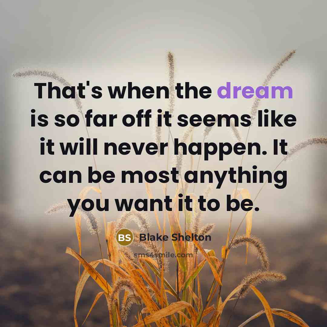 “That's when the dream is so far off it seems…” quote by Blake Shelton