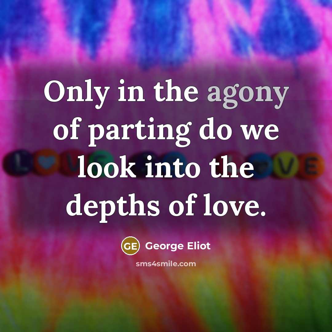 “Only in the agony of parting do we look into…” quote by George Eliot