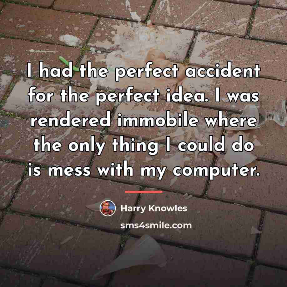 “I had the perfect accident for the perfect idea. I…” quote by Harry Knowles