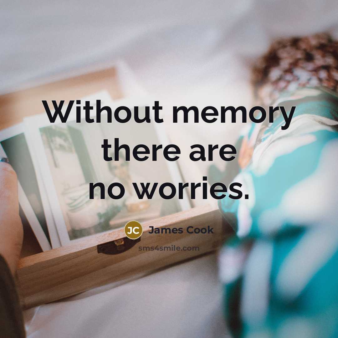 “Without memory there are no worries.…” quote by James Cook