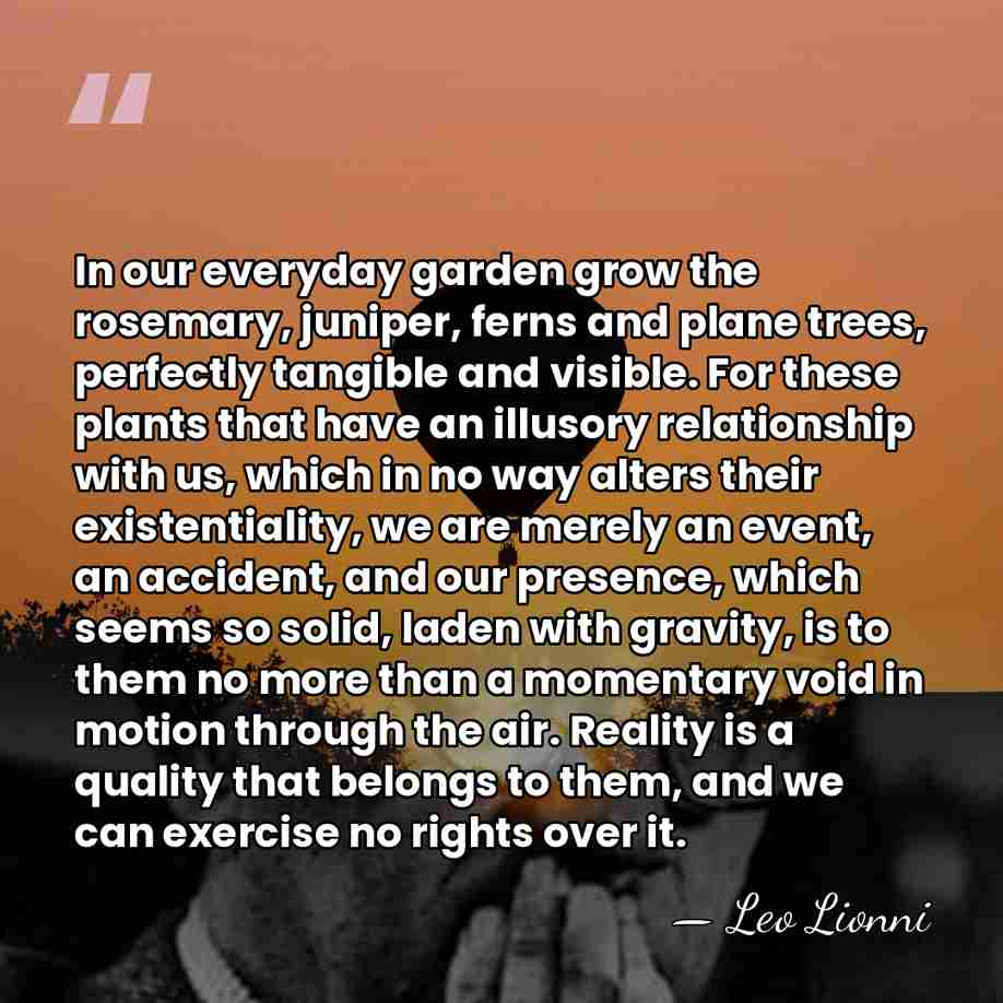 In our everyday garden grow the rosemary, juniper, ferns and plane trees,&hellip; - Leo Lionni